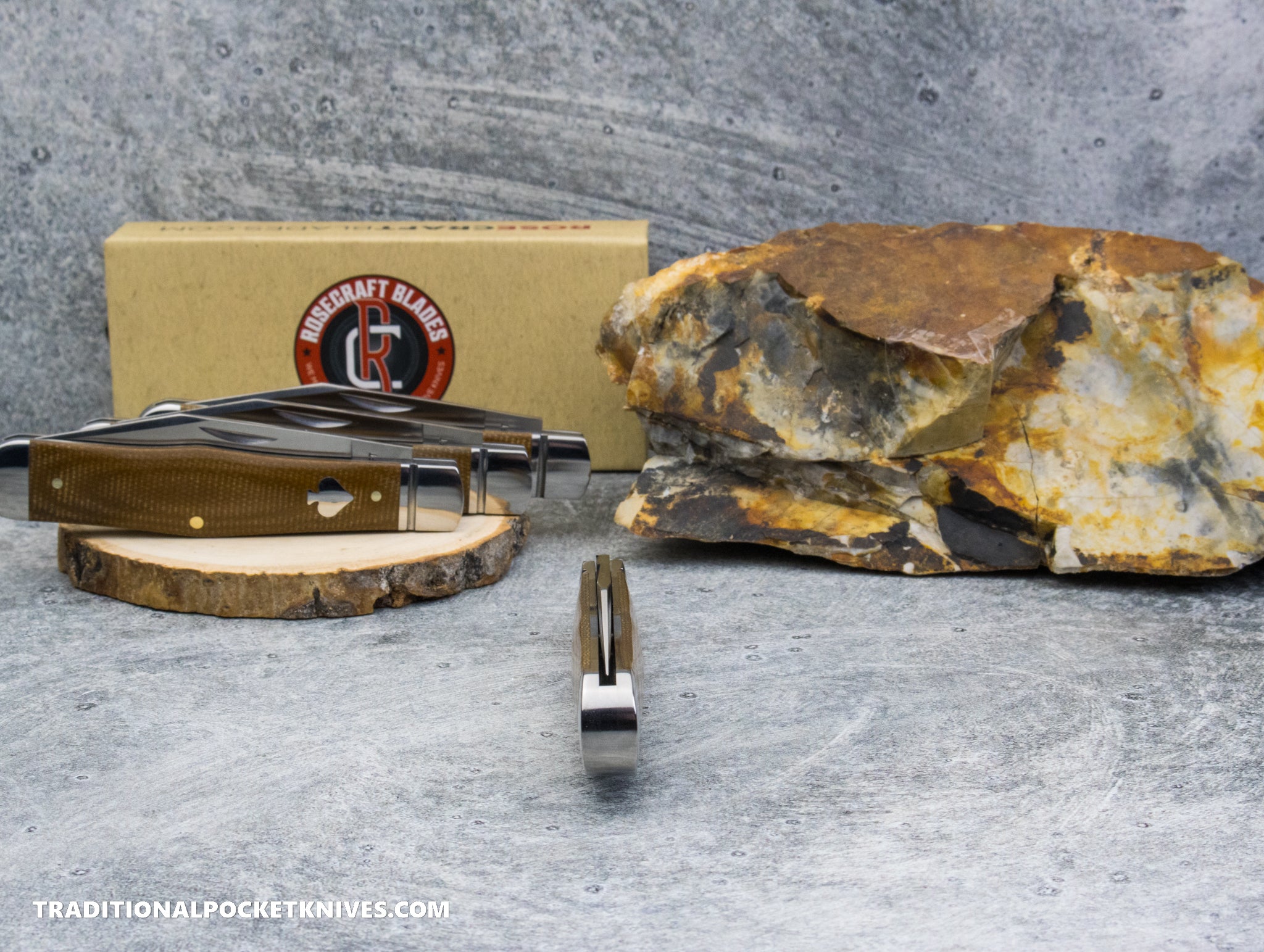 RoseCraft Blades Cumberland River Coke Bottle Light Brown Micarta