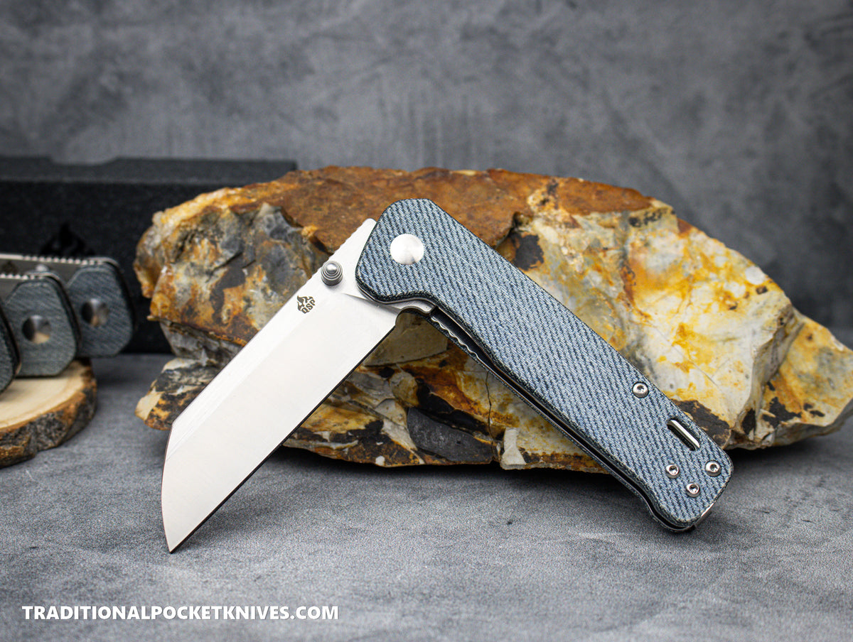 QSP Penguin Knife QS130-B Denim Micarta D2 Steel