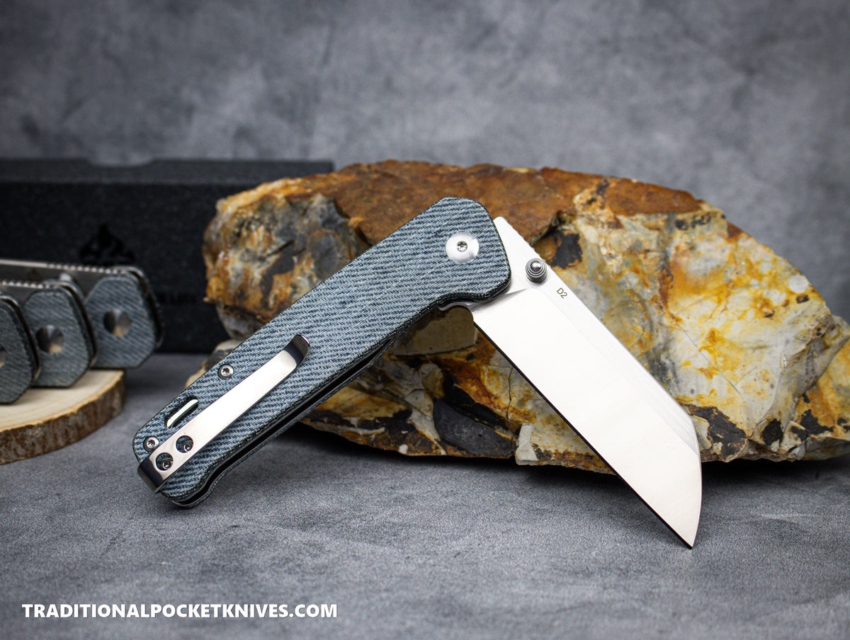 QSP Penguin Knife QS130-B Denim Micarta D2 Steel