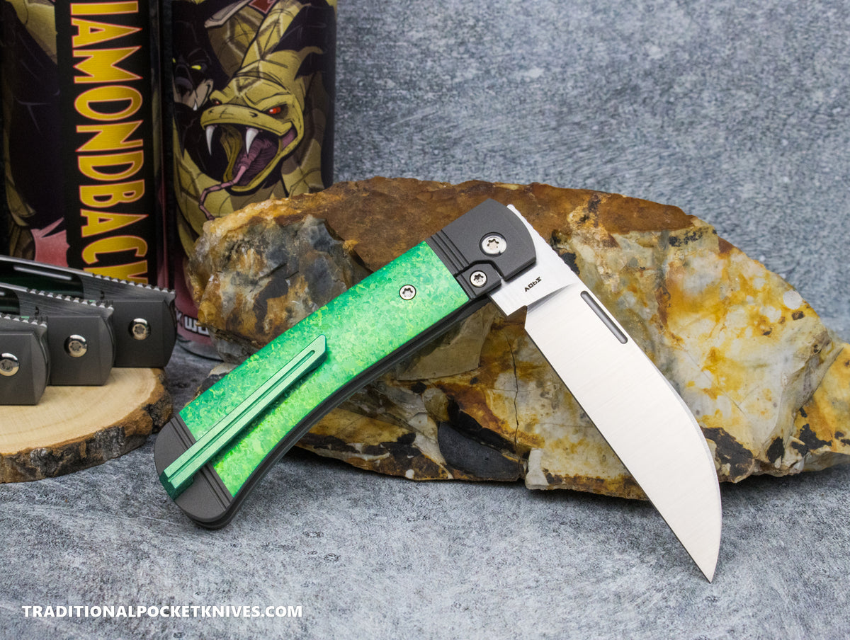 Jack Wolf Knives Diamondback Jack Green Crystalized Titanium