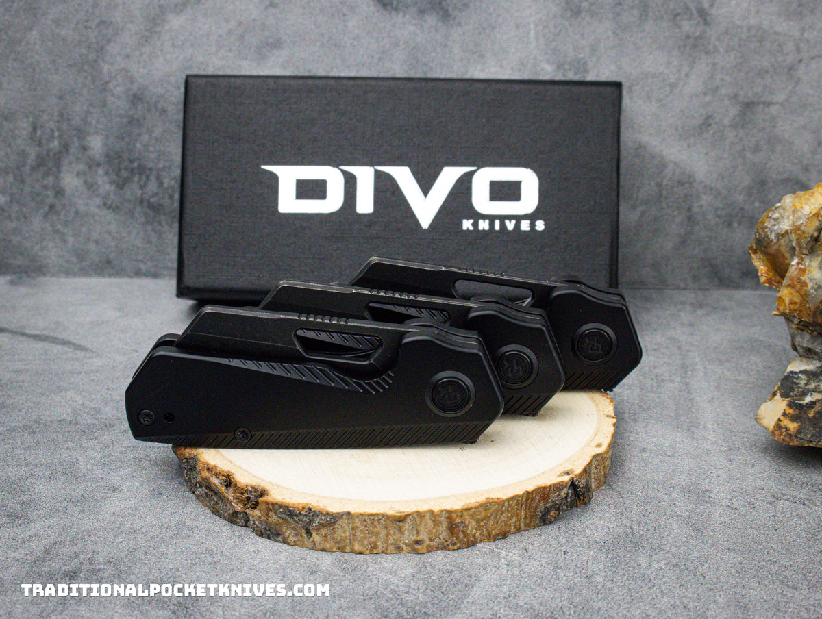 Divo Knives Exclusive Nip Blackwash S90V PVD Titanium