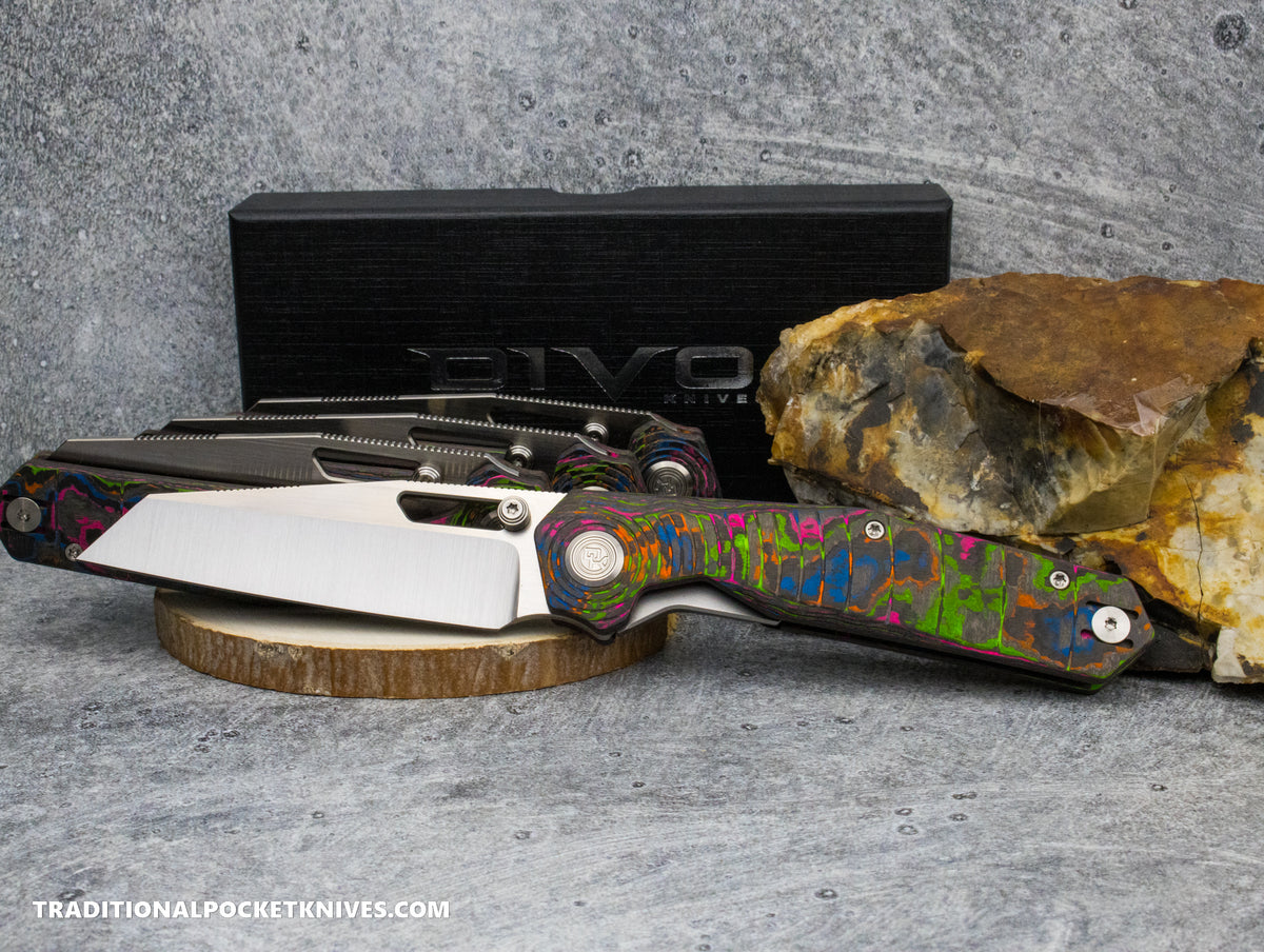 Divo Knives Exclusive Tall Boy Milled CamoCarbon 80&#39;s S90V Satin
