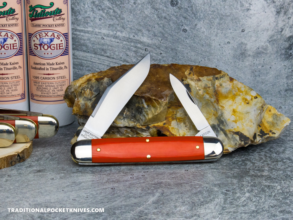 Great Eastern Cutlery #981226 Tidioute Cutlery Texas Stogie Ember Orange Micarta