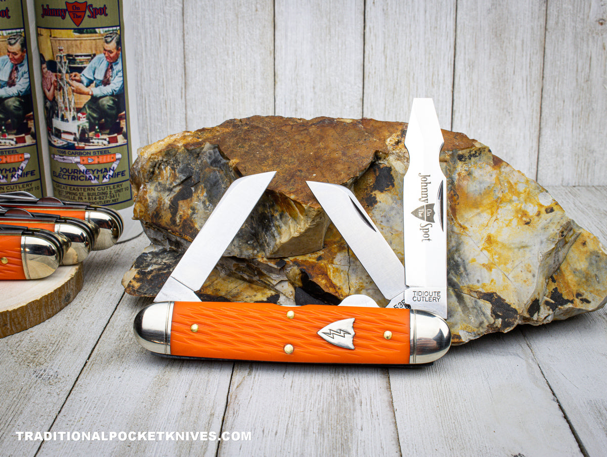 Great Eastern Cutlery #53E323 Tidioute Cutlery Journeyman Electrican Knife Jigged Orange Delrin