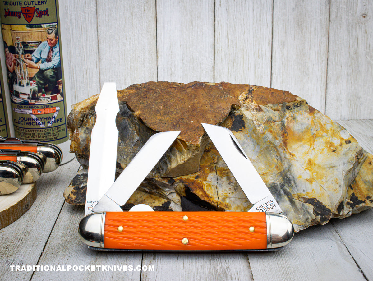 Great Eastern Cutlery #53E323 Tidioute Cutlery Journeyman Electrican Knife Jigged Orange Delrin