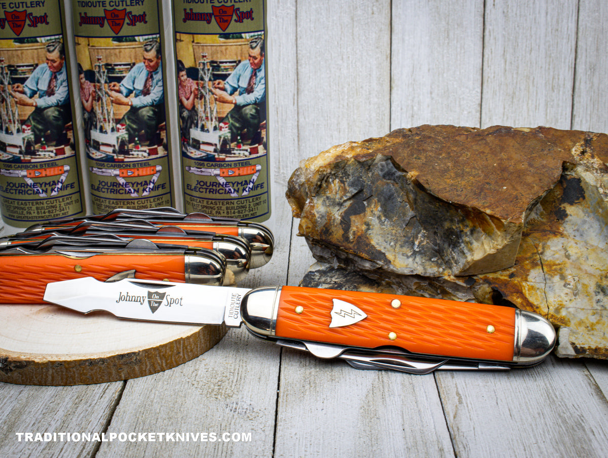 Great Eastern Cutlery #53E323 Tidioute Cutlery Journeyman Electrican Knife Jigged Orange Delrin