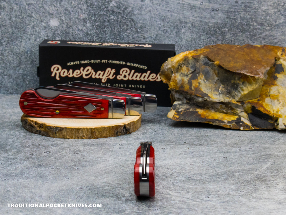 RoseCraft Blades Elk River Easy Open Jack Red Jigged Bone (RCT027-RJB)