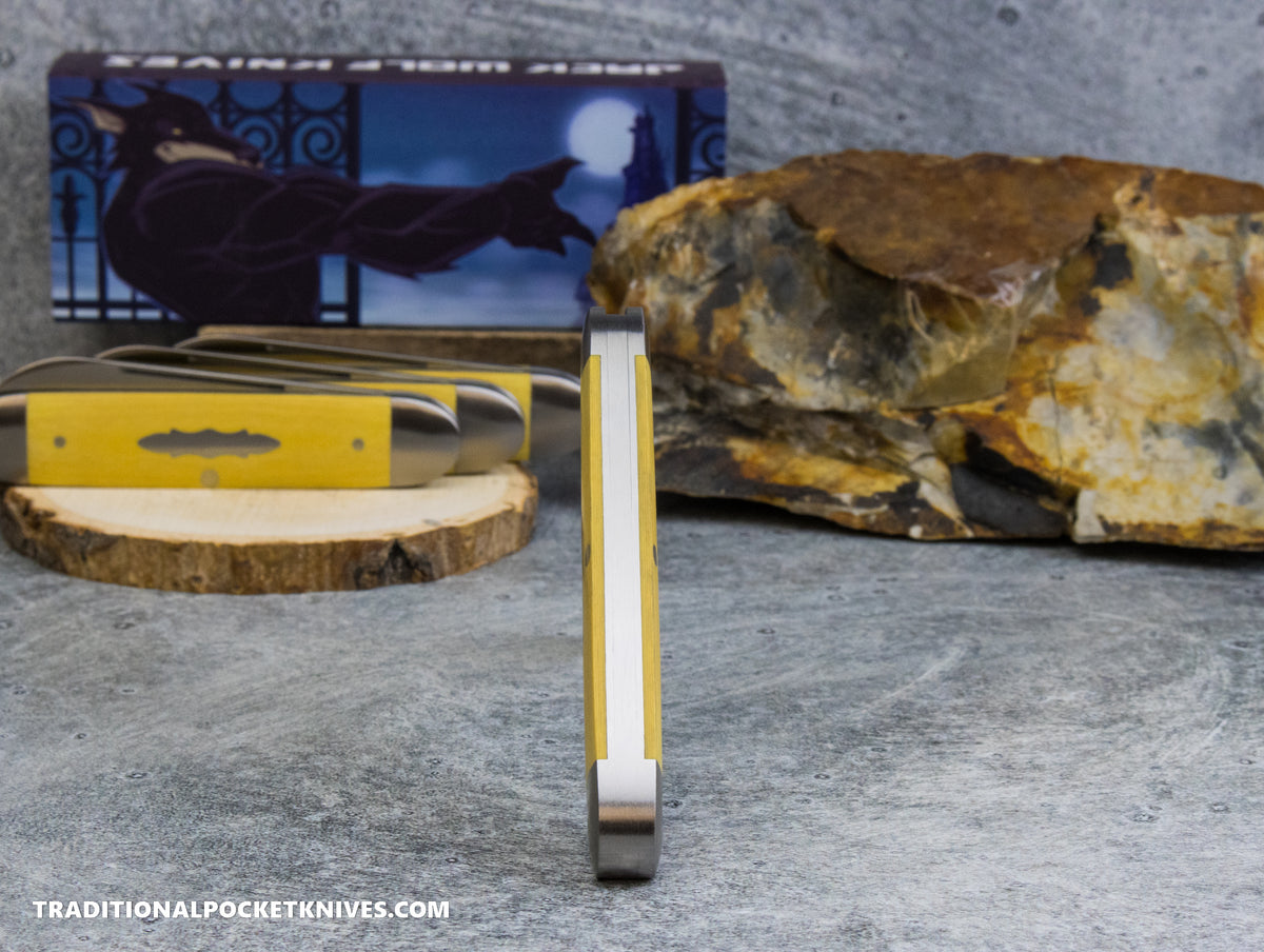 Jack Wolf Knives Equal End Antique Ivory Paper Micarta - Gateway Series