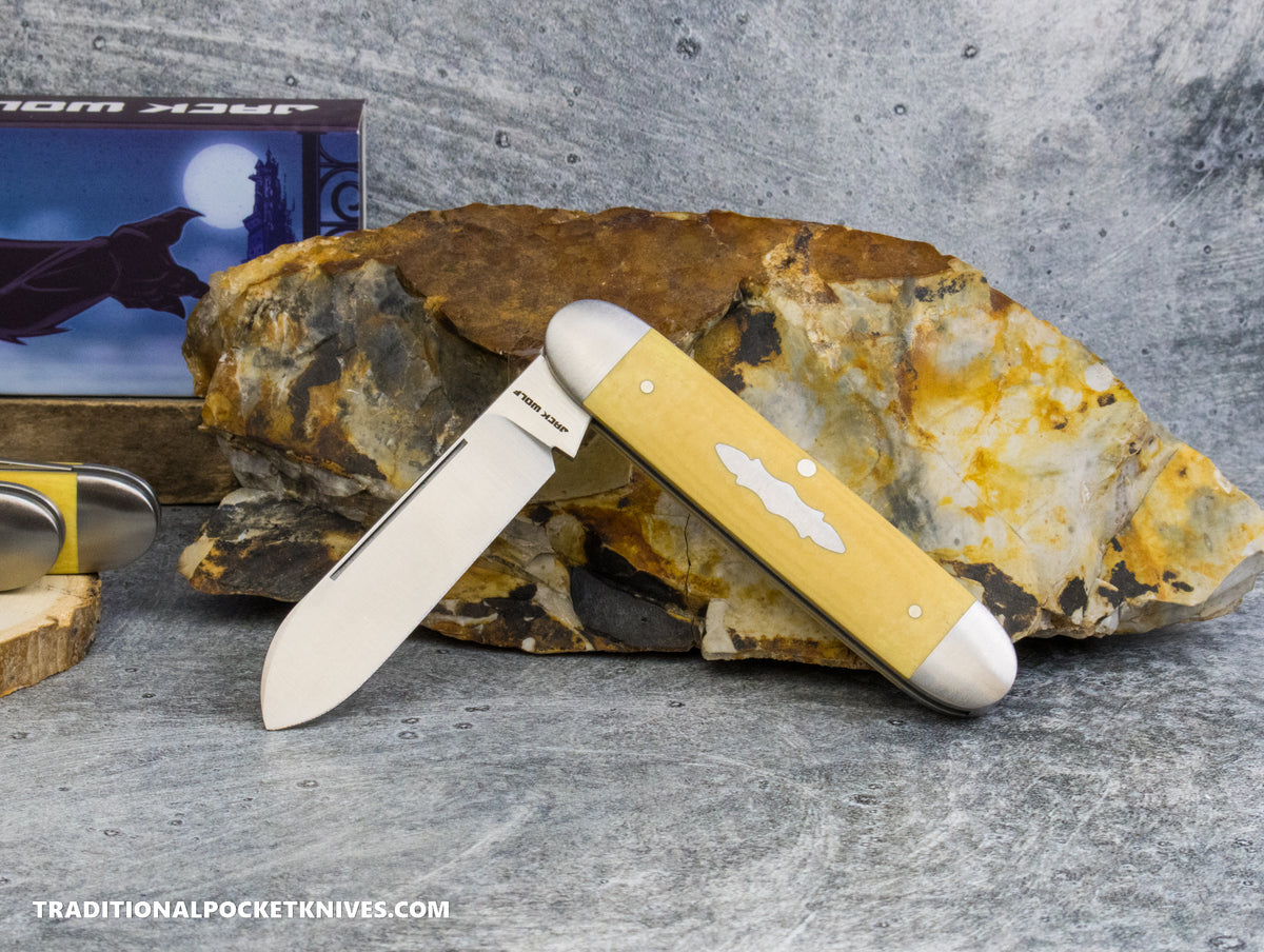 Jack Wolf Knives Equal End Antique Ivory Paper Micarta - Gateway Series