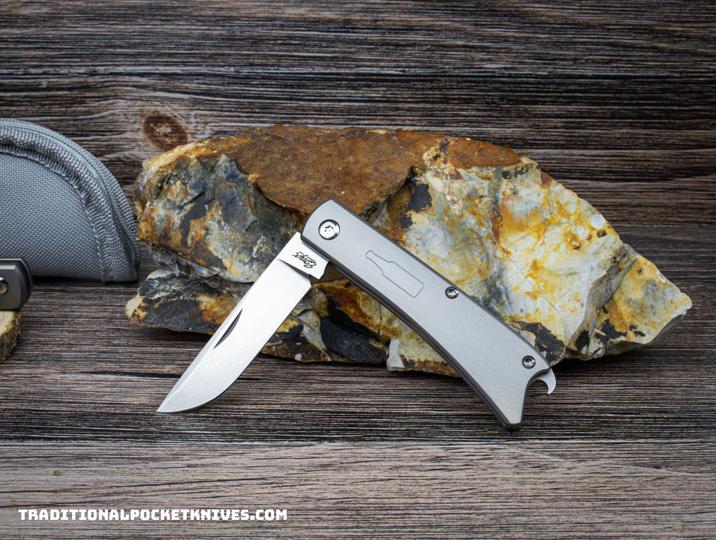 ESNYX Silver Line Beer Buster Junior Slipjoint Bead Blast Titanium M390