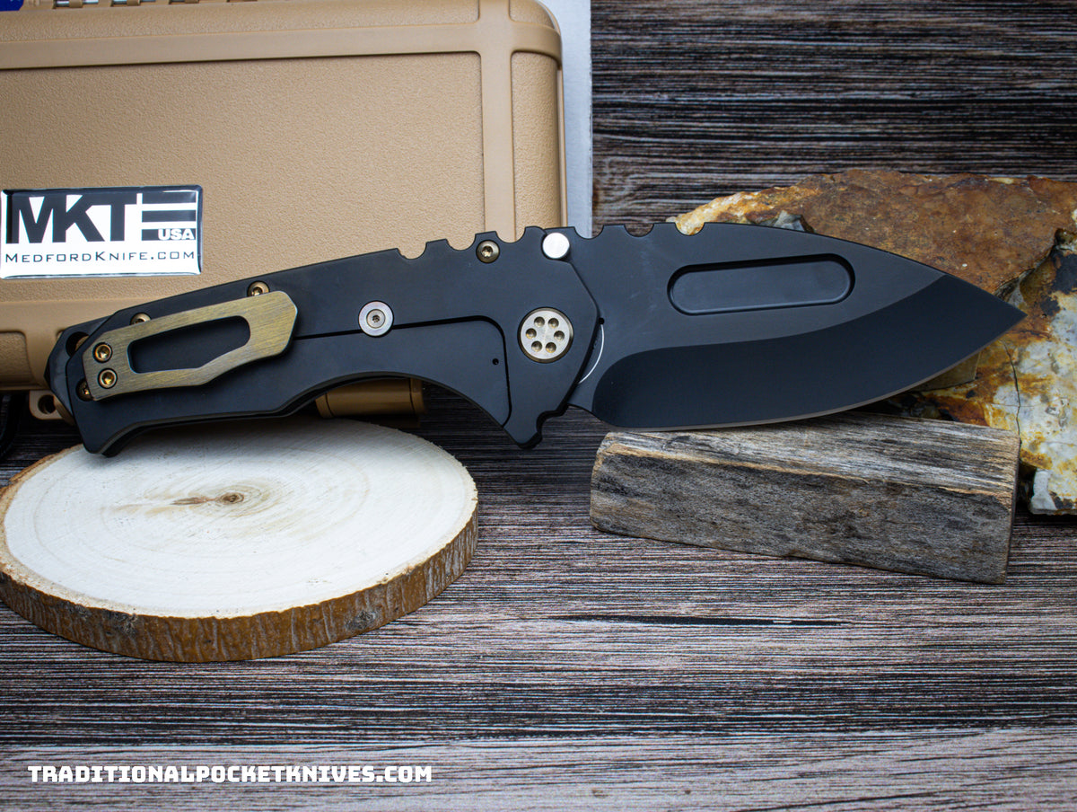 Medford Knives Praetorian &quot;T&quot; PVD Drop Point / S45VN / PVD Handle / PVD Spring / Bronze HW / Brushed Bronze Clip / PVD Breaker