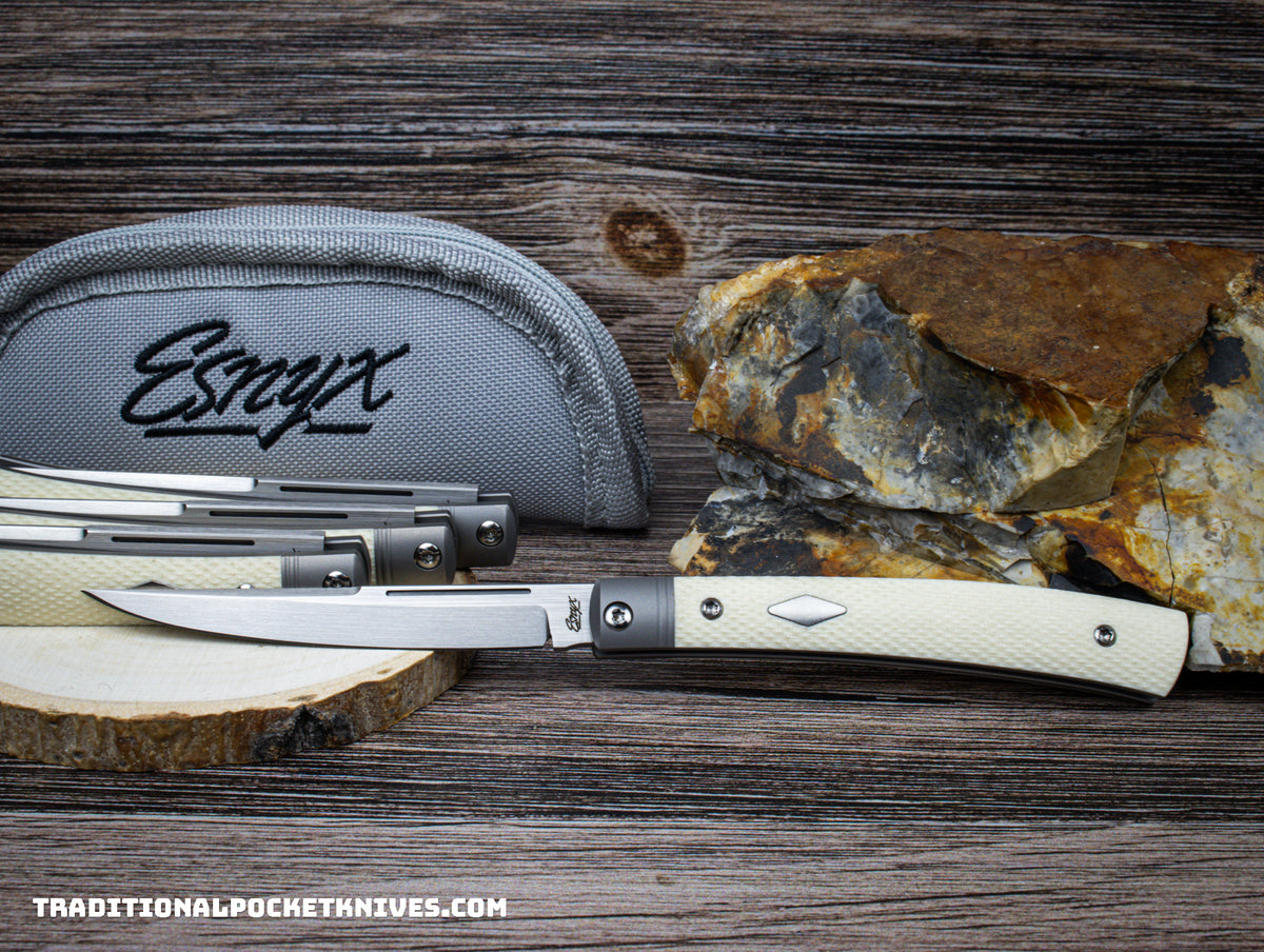 ESNYX Silver Line Barracuda Slipjoint Ivory G10 M390