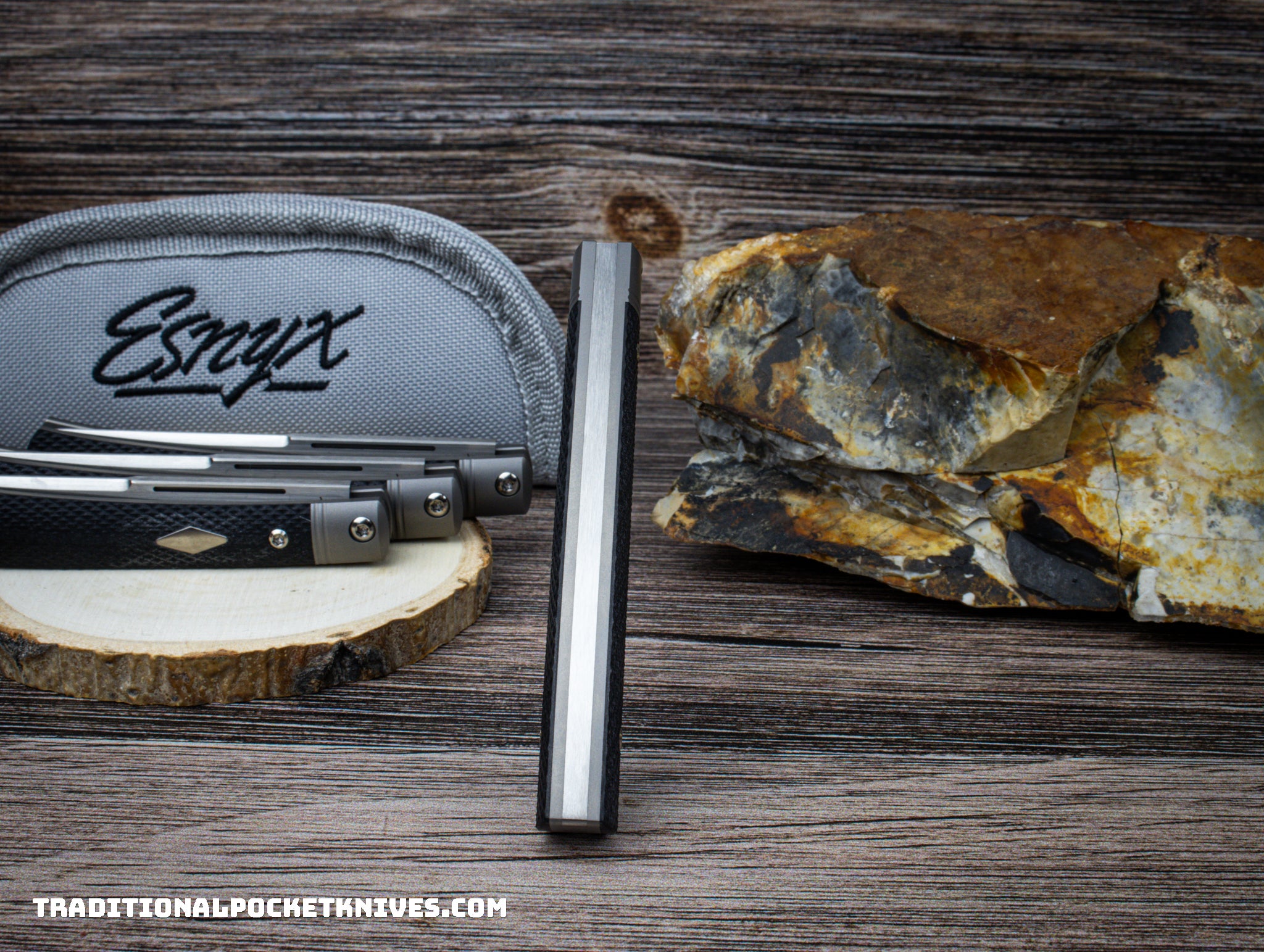 ESNYX Silver Line Barracuda Slipjoint Black G10 M390 - C. Risner Cutlery LLC