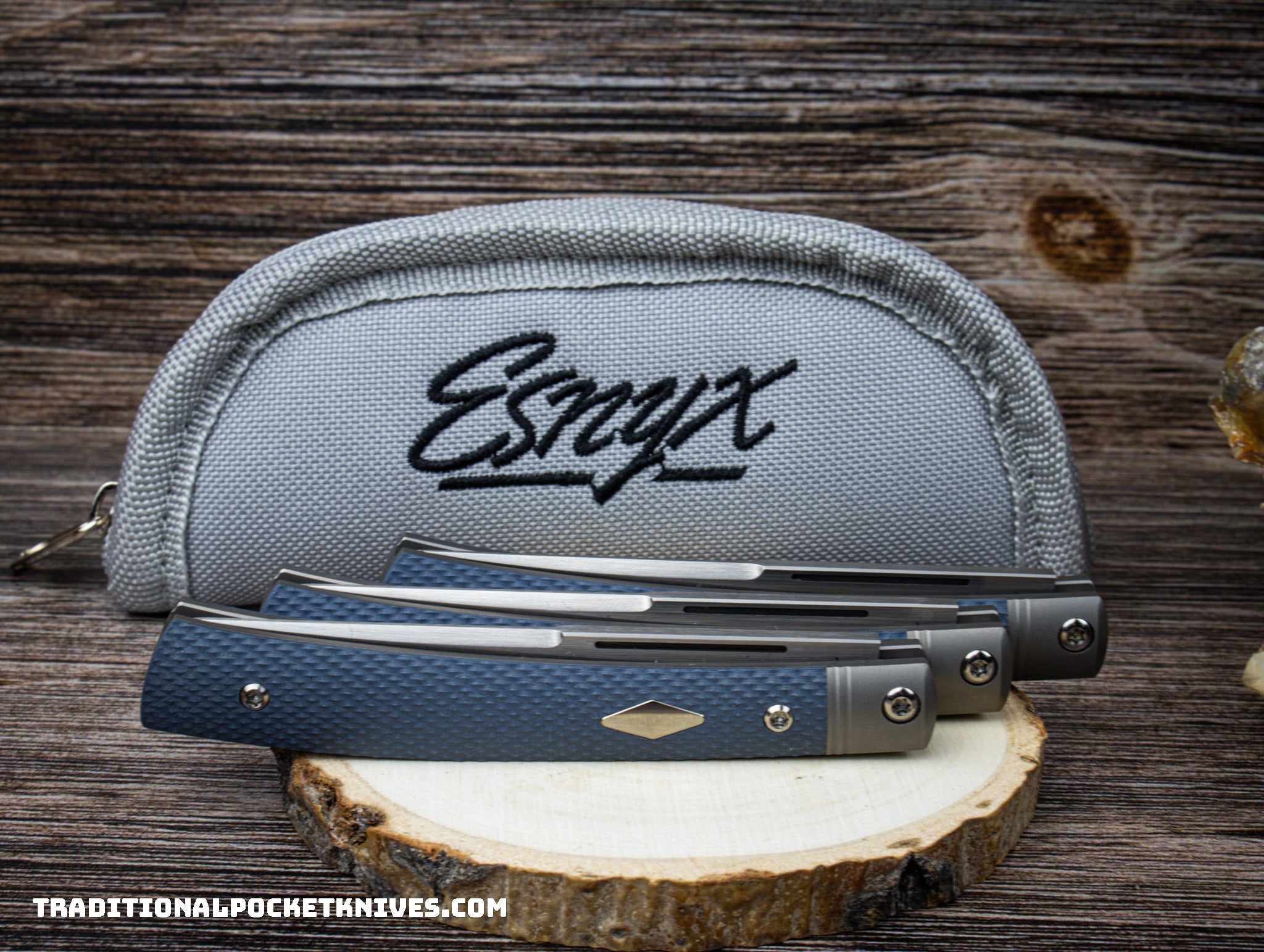 ESNYX Silver Line Barracuda Slipjoint Steel Blue G10 M390 - C