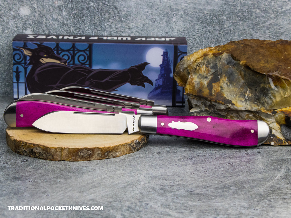 Jack Wolf Knives Gateway Eureka Smooth Purple Bone - Gateway Series