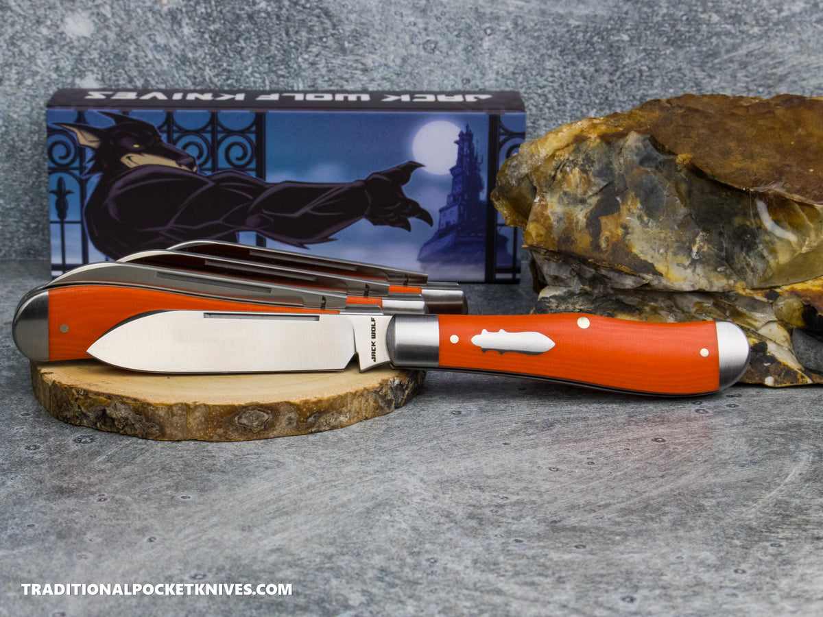 Jack Wolf Knives Gateway Eureka Vibe Linen Bengal Orange - Gateway Series