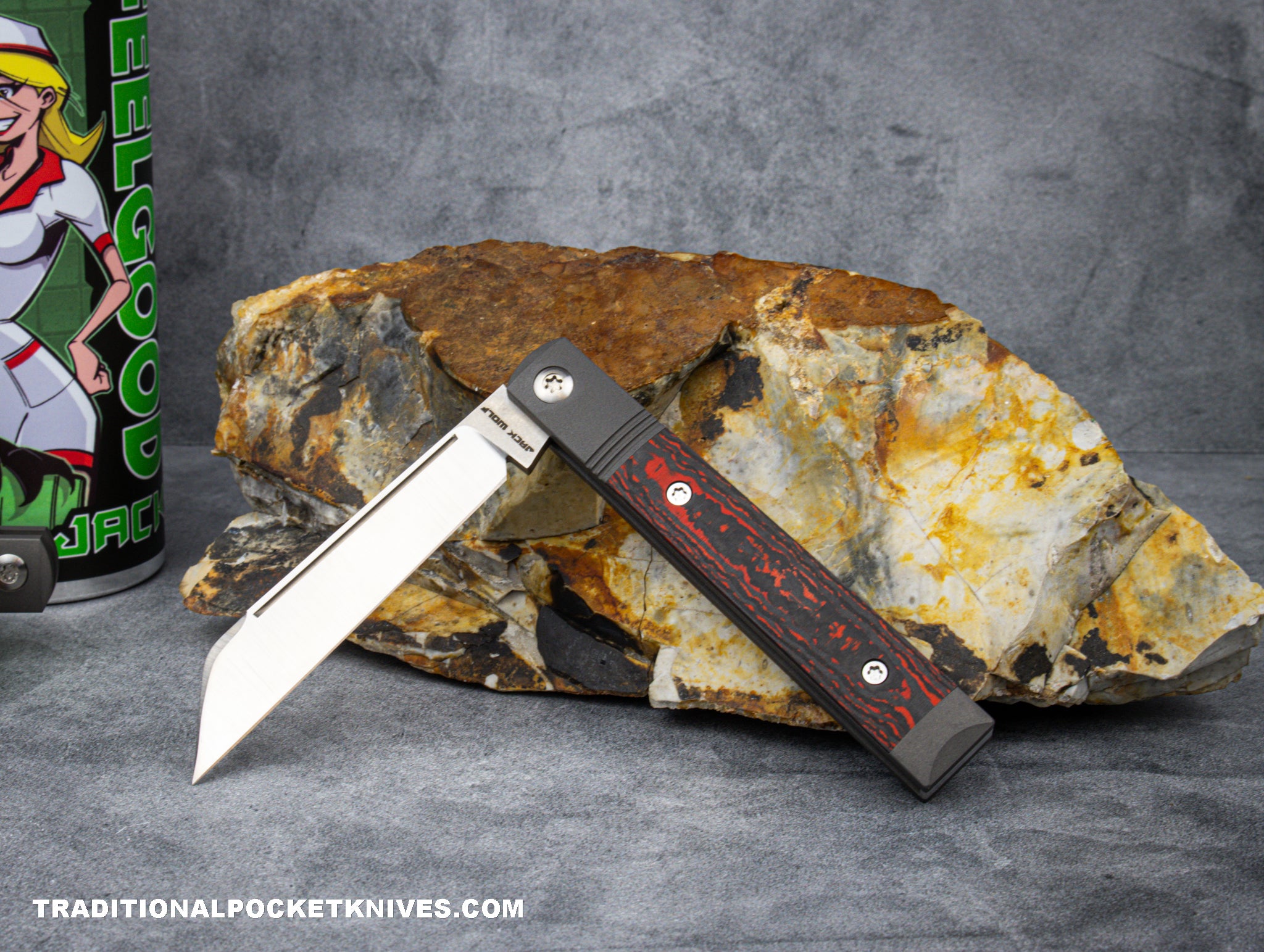 Jack Wolf Knives Feel Good Jack Fat Carbon Lava Flow - C. Risner