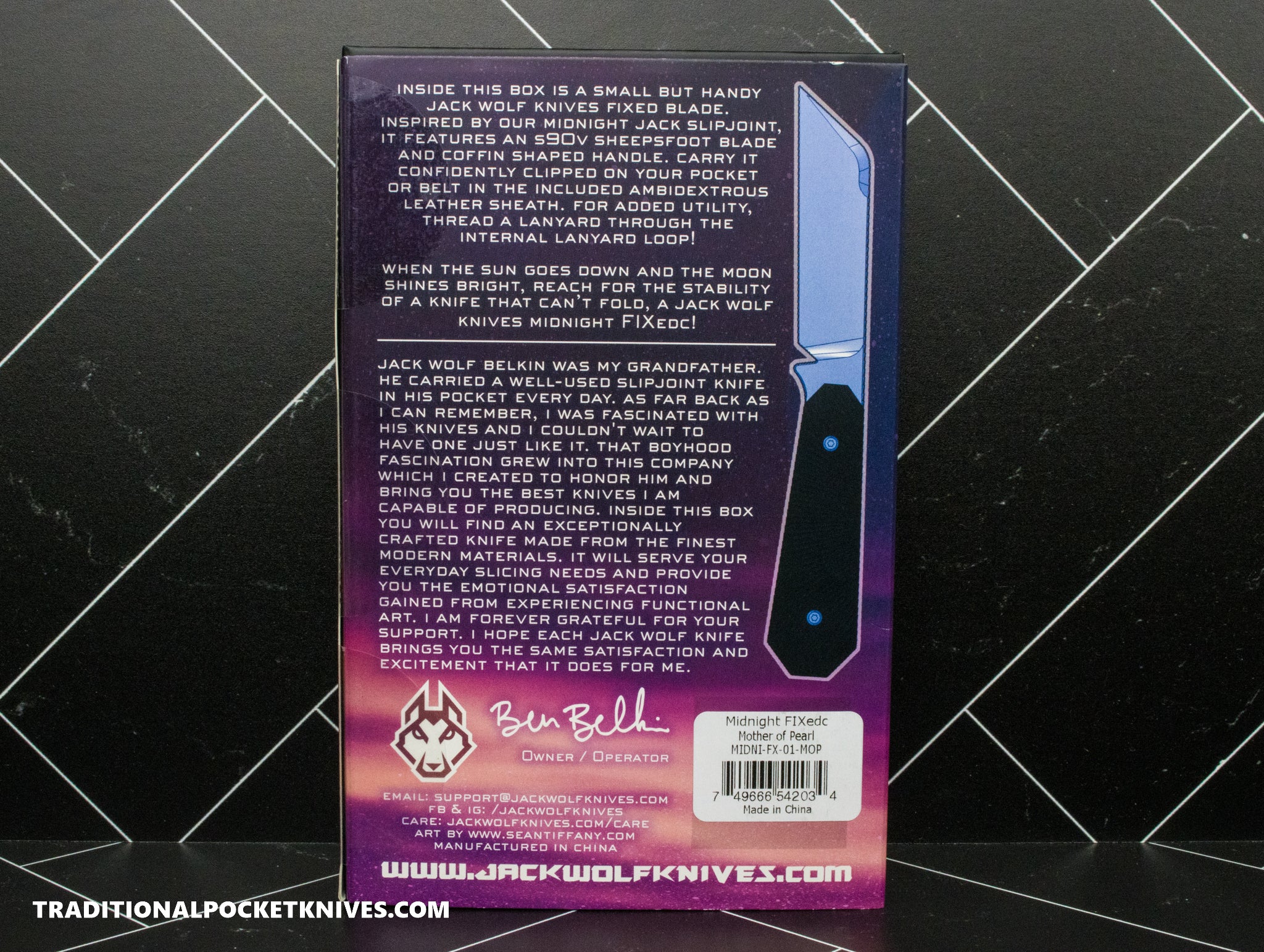 Jack Wolf Knives Exclusive Midnight FIXedc Mother of Pearl - C