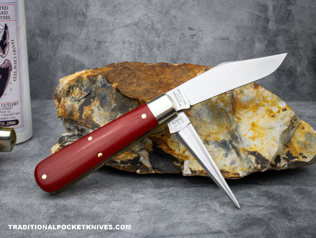 Great Eastern Cutlery #861223P Tidioute Cutlery Bull Hide Carver Red Linen Micarta