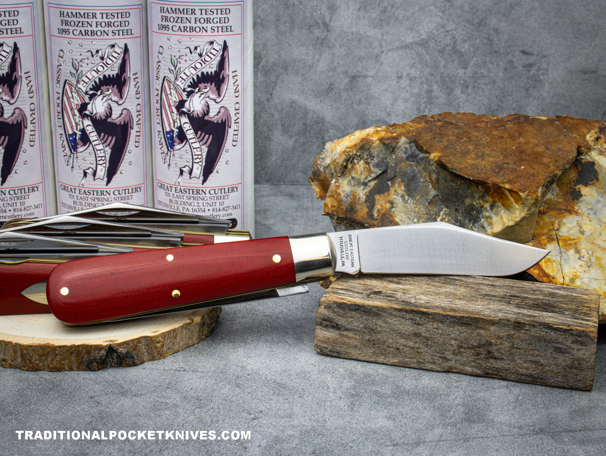 Great Eastern Cutlery #861223P Tidioute Cutlery Bull Hide Carver Red Linen Micarta