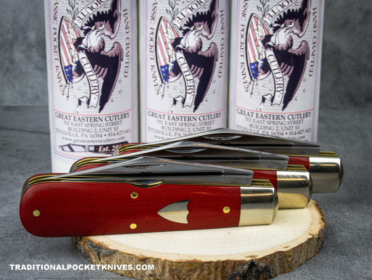 Great Eastern Cutlery #861223P Tidioute Cutlery Bull Hide Carver Red Linen Micarta