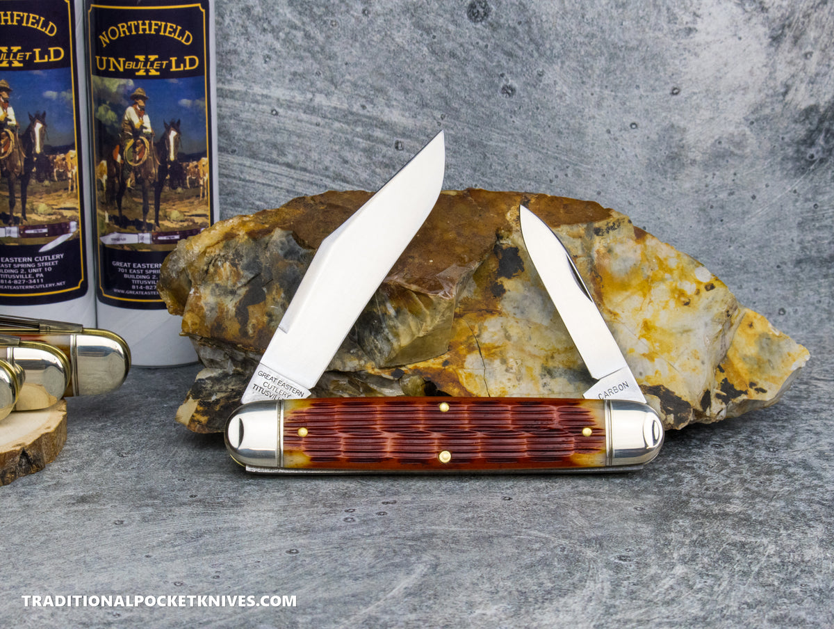 Great Eastern Cutlery #981226 Northfield UNXLD Texas Stogie Indian Paint Brush Jigged Bone