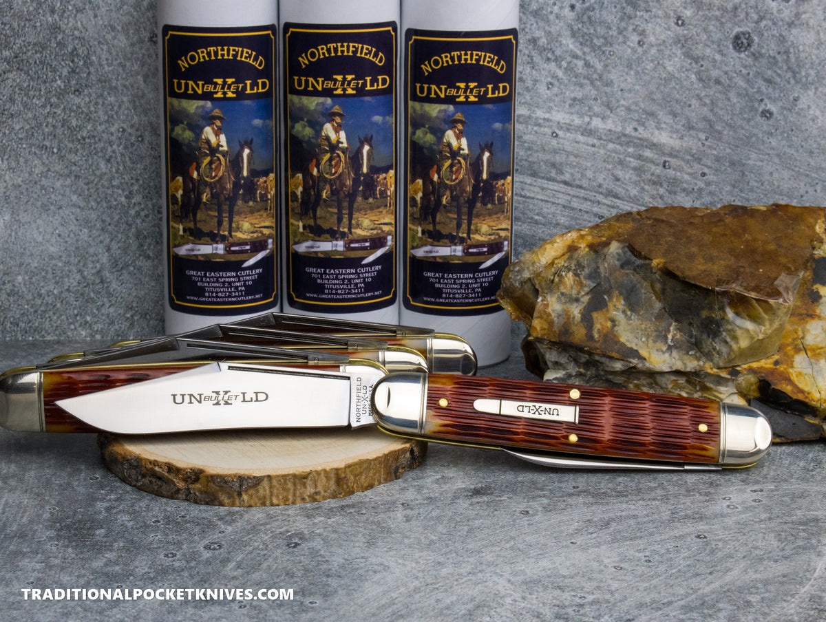 Great Eastern Cutlery #981226 Northfield UNXLD Texas Stogie Indian Paint Brush Jigged Bone