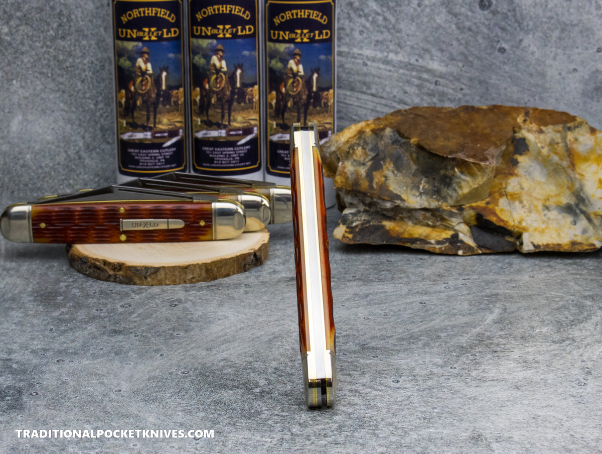 Great Eastern Cutlery #981226 Northfield UNXLD Texas Stogie Indian Paint Brush Jigged Bone