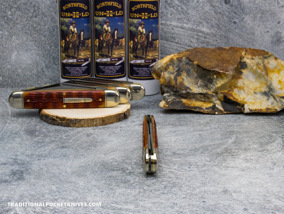 Great Eastern Cutlery #981226 Northfield UNXLD Texas Stogie Indian Paint Brush Jigged Bone