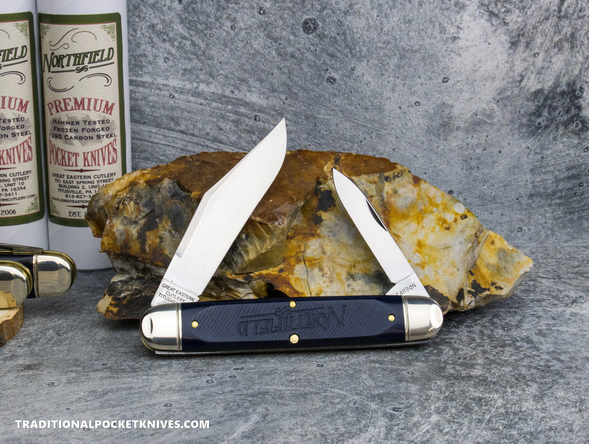 Great Eastern Cutlery #981226 Northfield UNXLD Texas Stogie Blue Sawcut Richlite *Satin*
