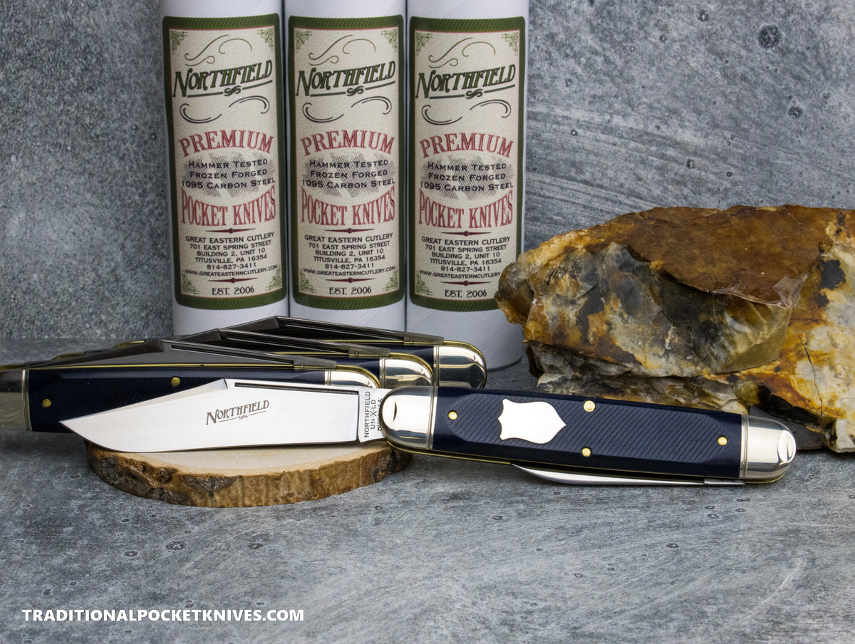 Great Eastern Cutlery #981226 Northfield UNXLD Texas Stogie Blue Sawcut Richlite *Satin*