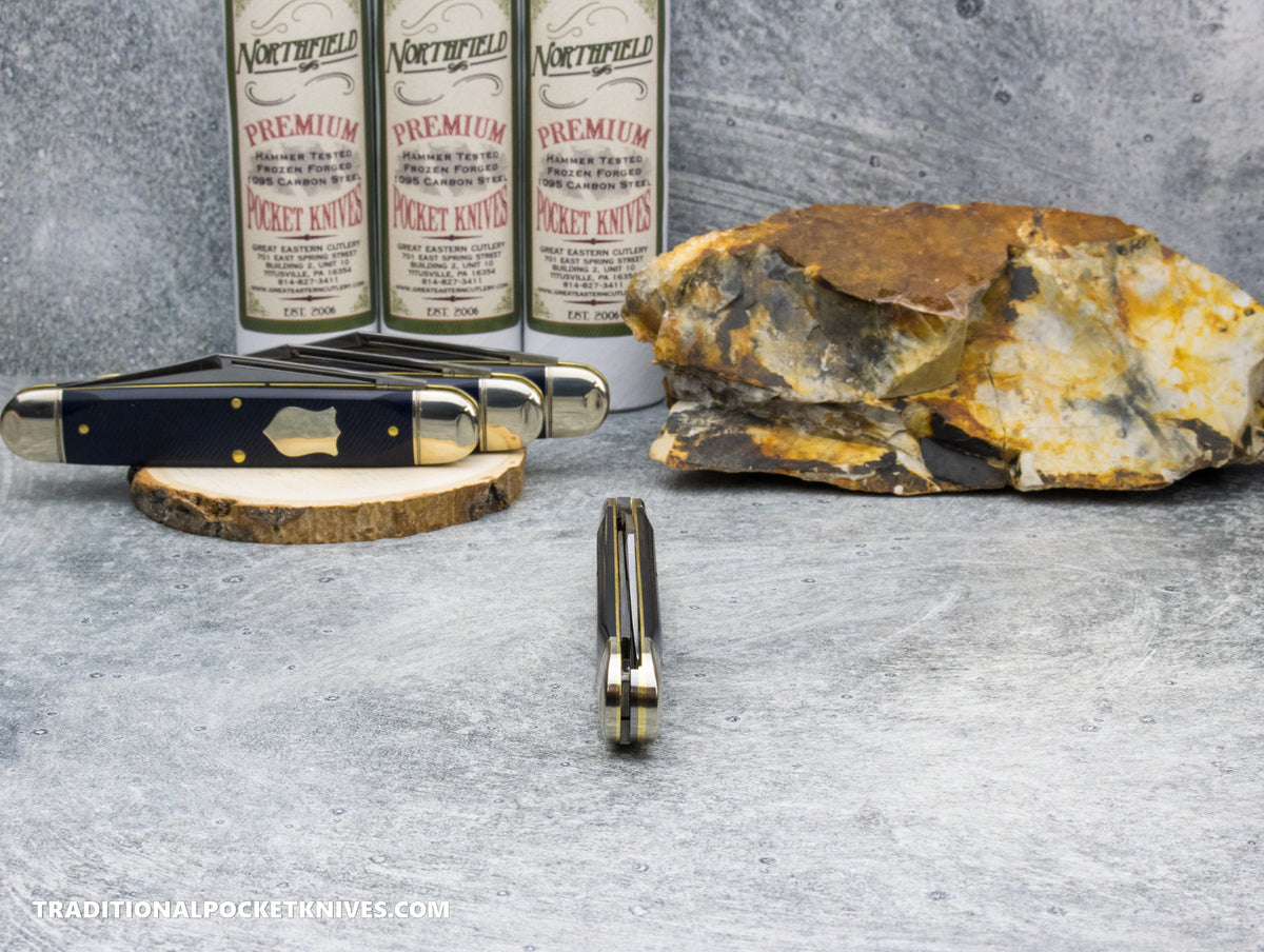 Great Eastern Cutlery #981226 Northfield UNXLD Texas Stogie Blue Sawcut Richlite *Satin*