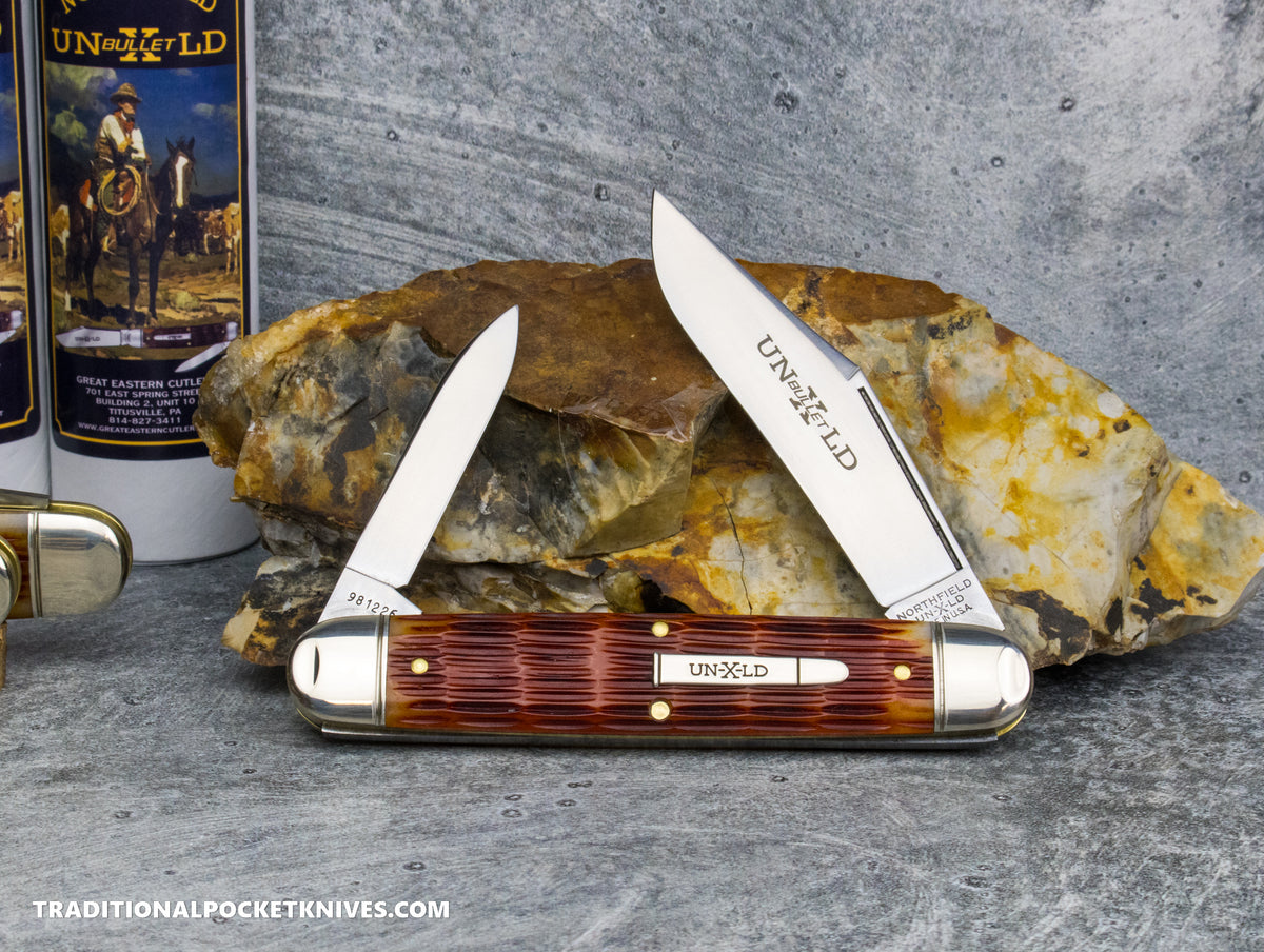 Great Eastern Cutlery #981226 Northfield UNXLD Texas Stogie Indian Paint Brush Jigged Bone