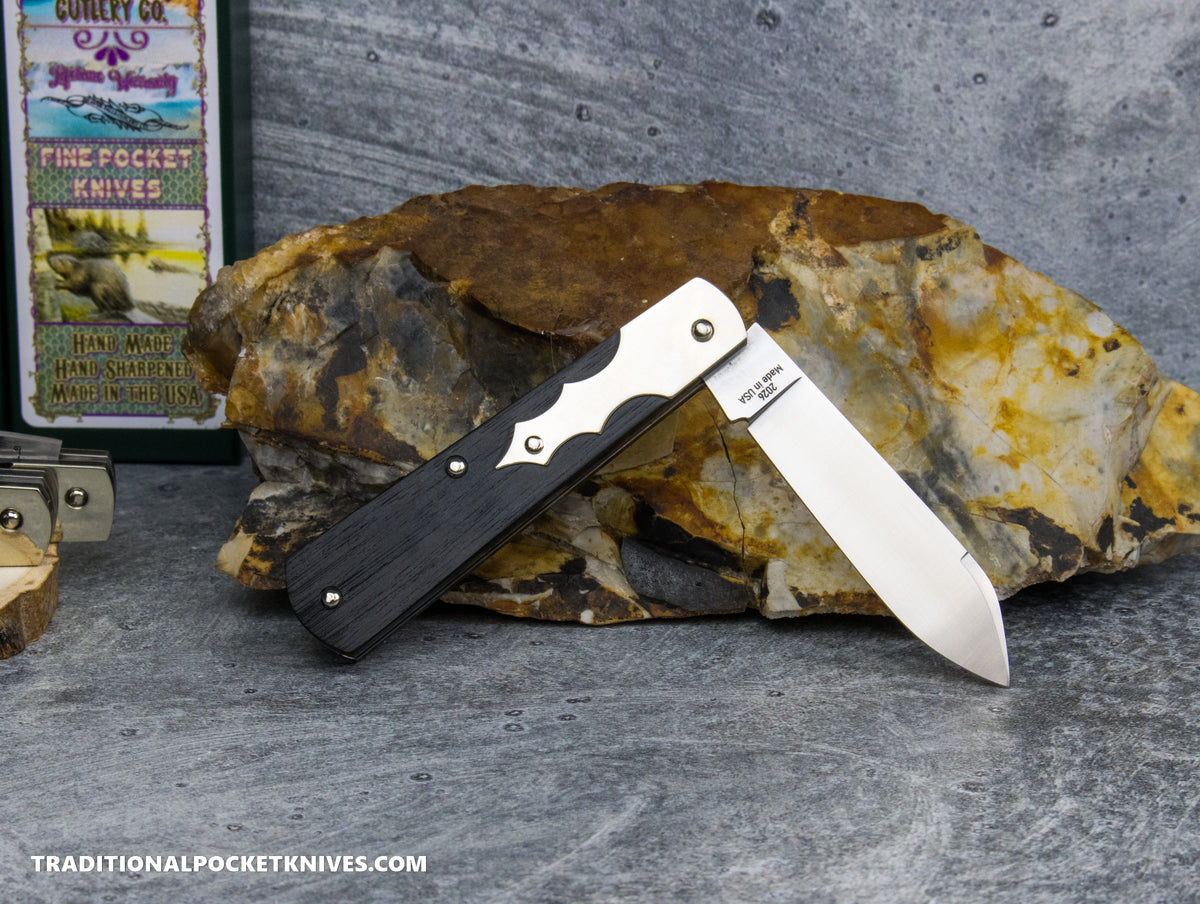 Cooper Cutlery Beaver Falls Cutlery Co. Barn Door Hinge Linear Cut Ebony Wood Jack (BDH LCE)