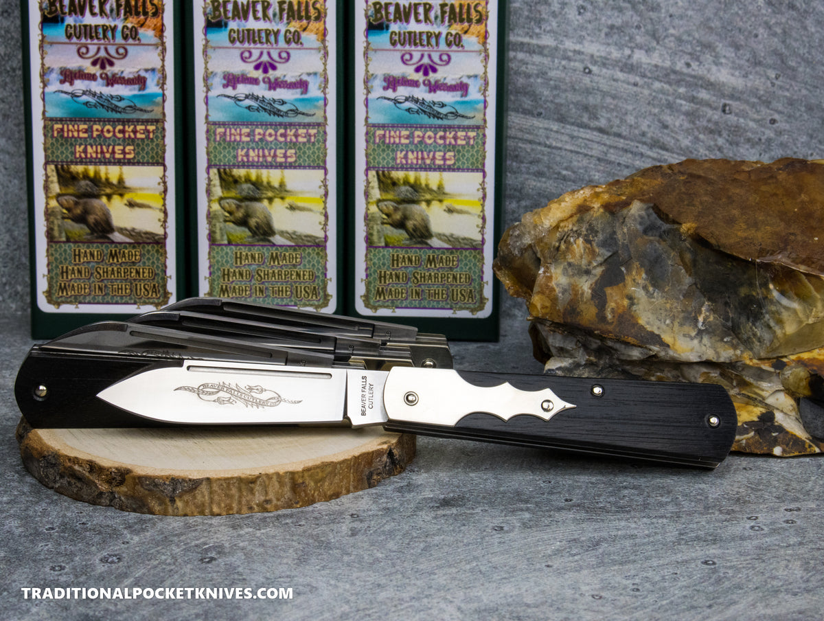 Cooper Cutlery Beaver Falls Cutlery Co. Barn Door Hinge Linear Cut Ebony Wood Jack (BDH LCE)