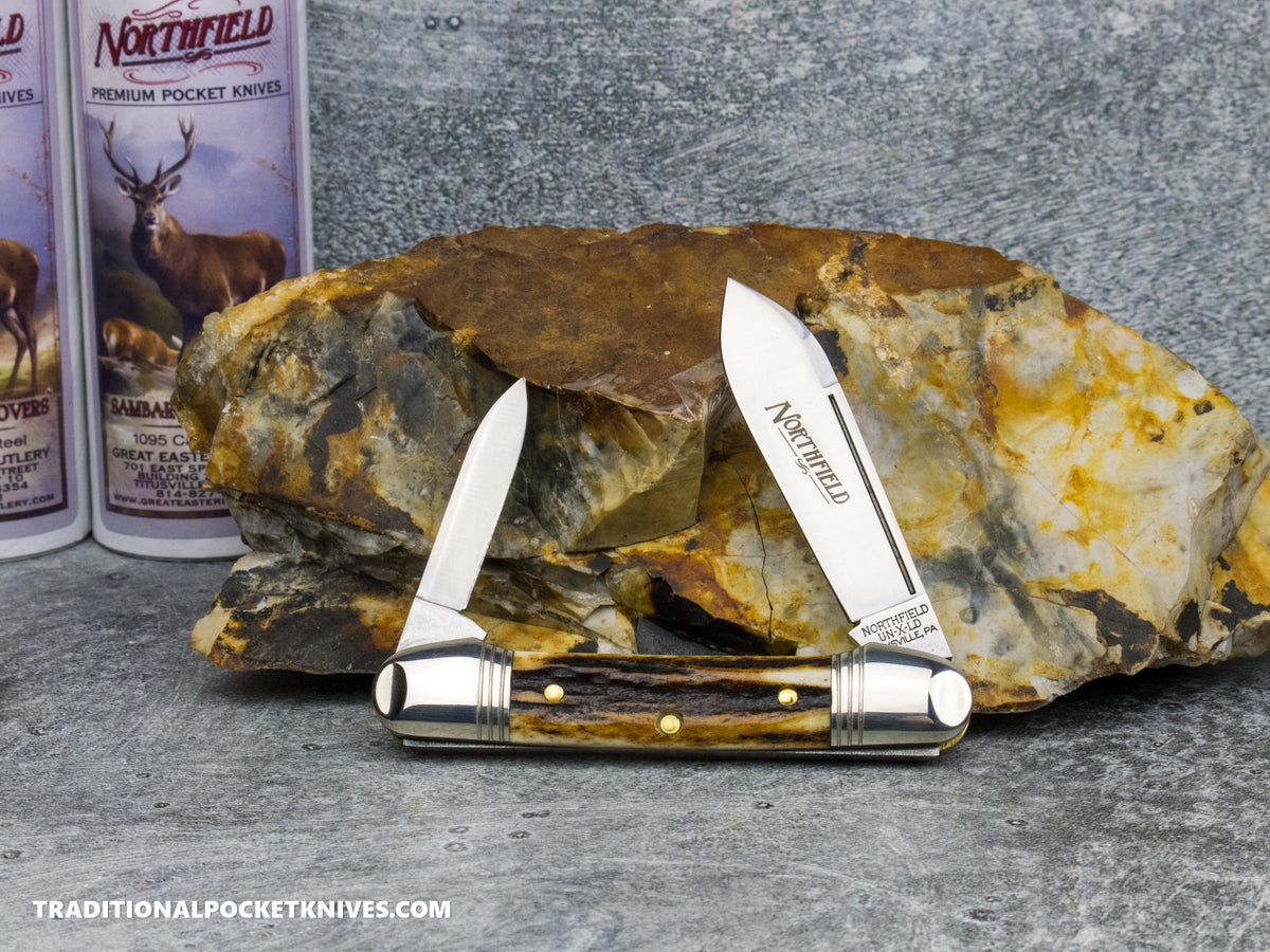 Great Eastern Cutlery #162226 Northfield UNXLD Little Indian Girl Canoe Sambar Stag *Satin* #6