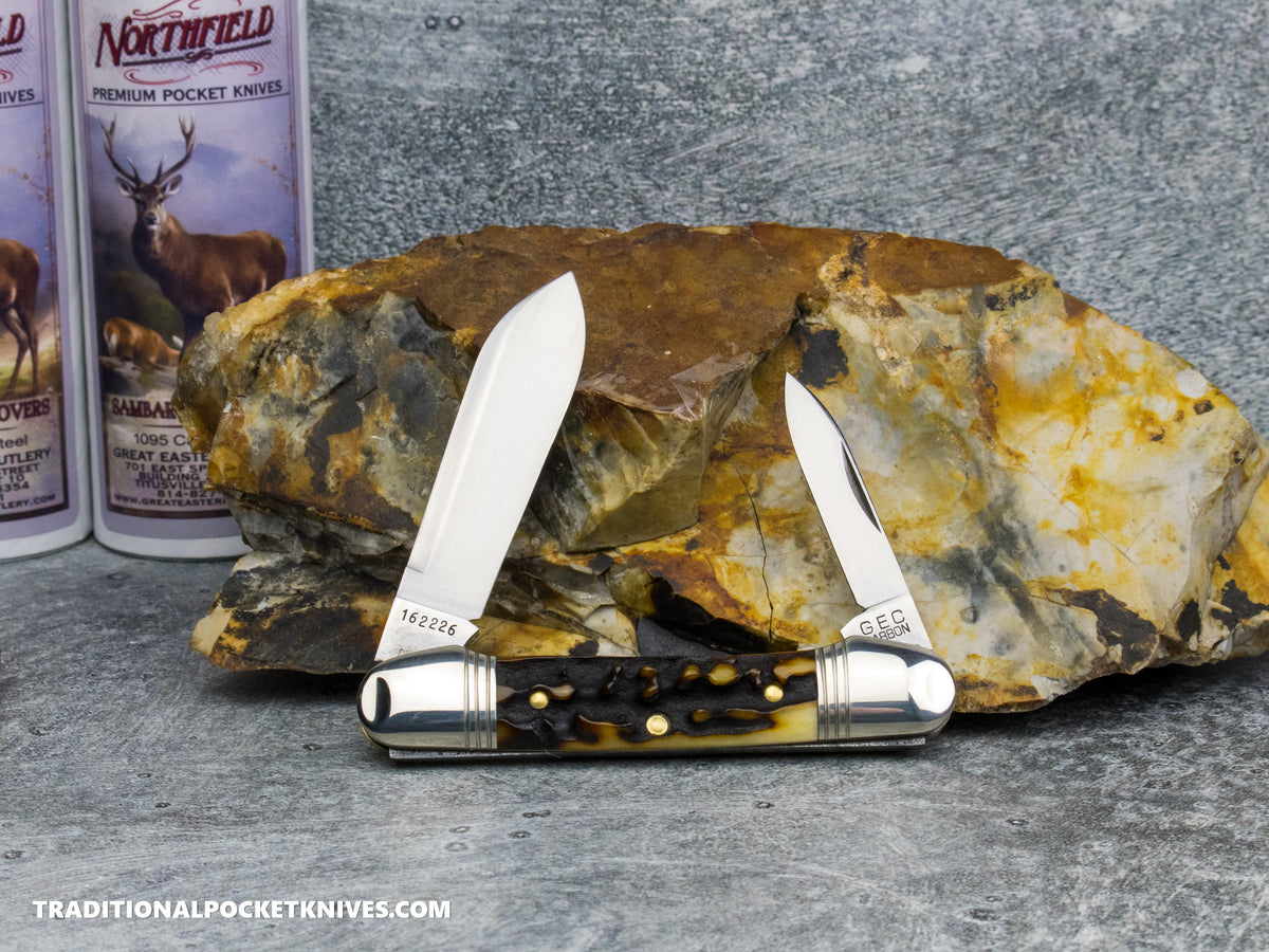 Great Eastern Cutlery #162226 Northfield UNXLD Little Indian Girl Canoe Sambar Stag *Satin* #2