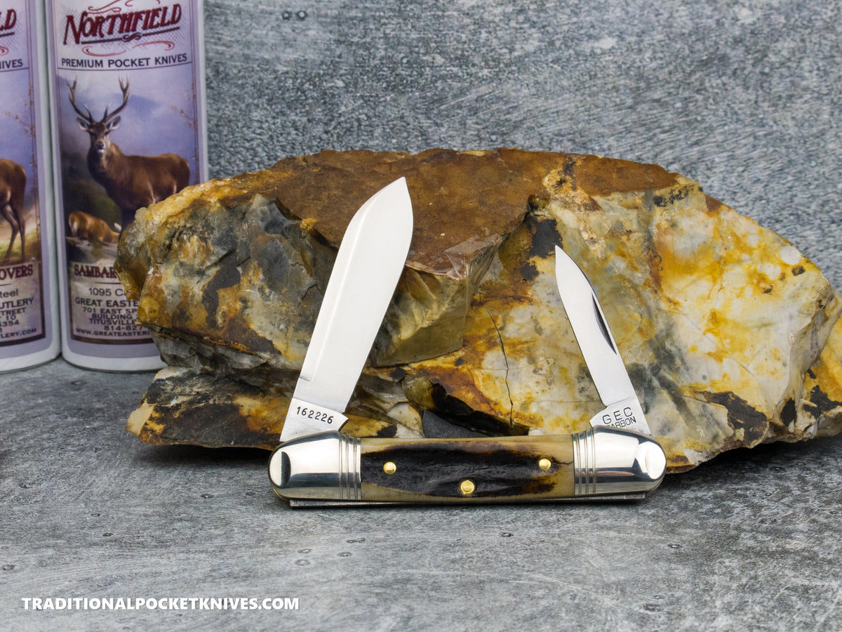 Great Eastern Cutlery #162226 Northfield UNXLD Little Indian Girl Canoe Sambar Stag *Satin* #3