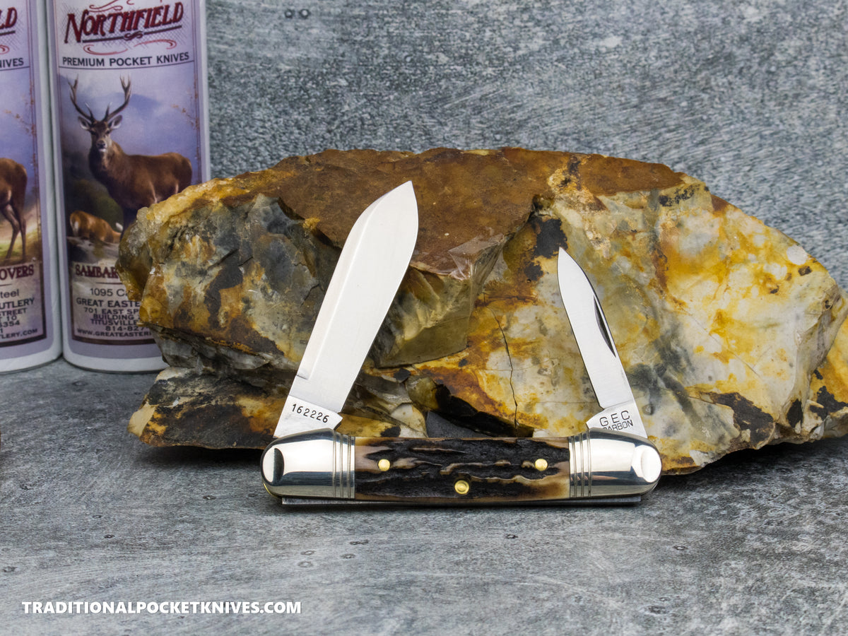 Great Eastern Cutlery #162226 Northfield UNXLD Little Indian Girl Canoe Sambar Stag *Satin* #4