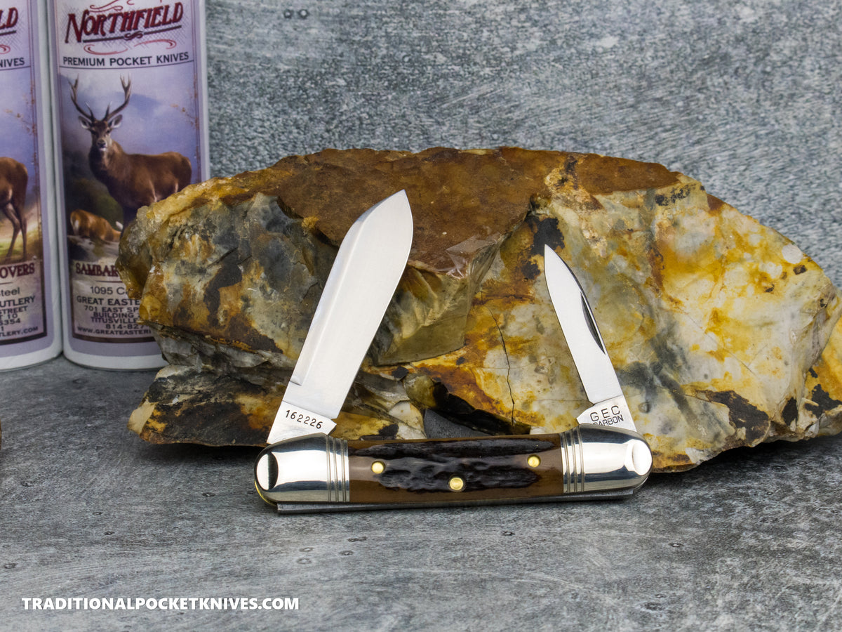 Great Eastern Cutlery #162226 Northfield UNXLD Little Indian Girl Canoe Sambar Stag *Satin* #5