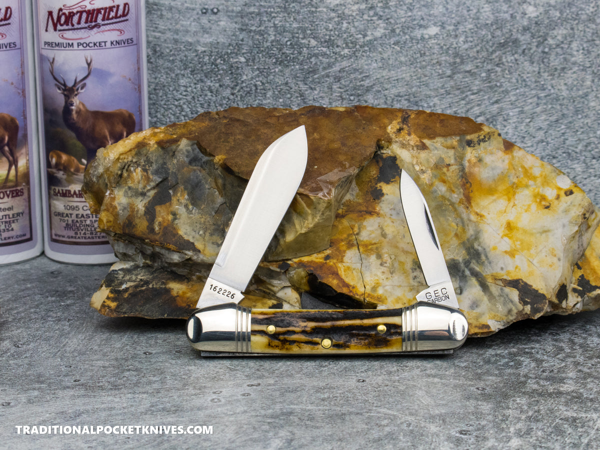Great Eastern Cutlery #162226 Northfield UNXLD Little Indian Girl Canoe Sambar Stag *Satin* #6