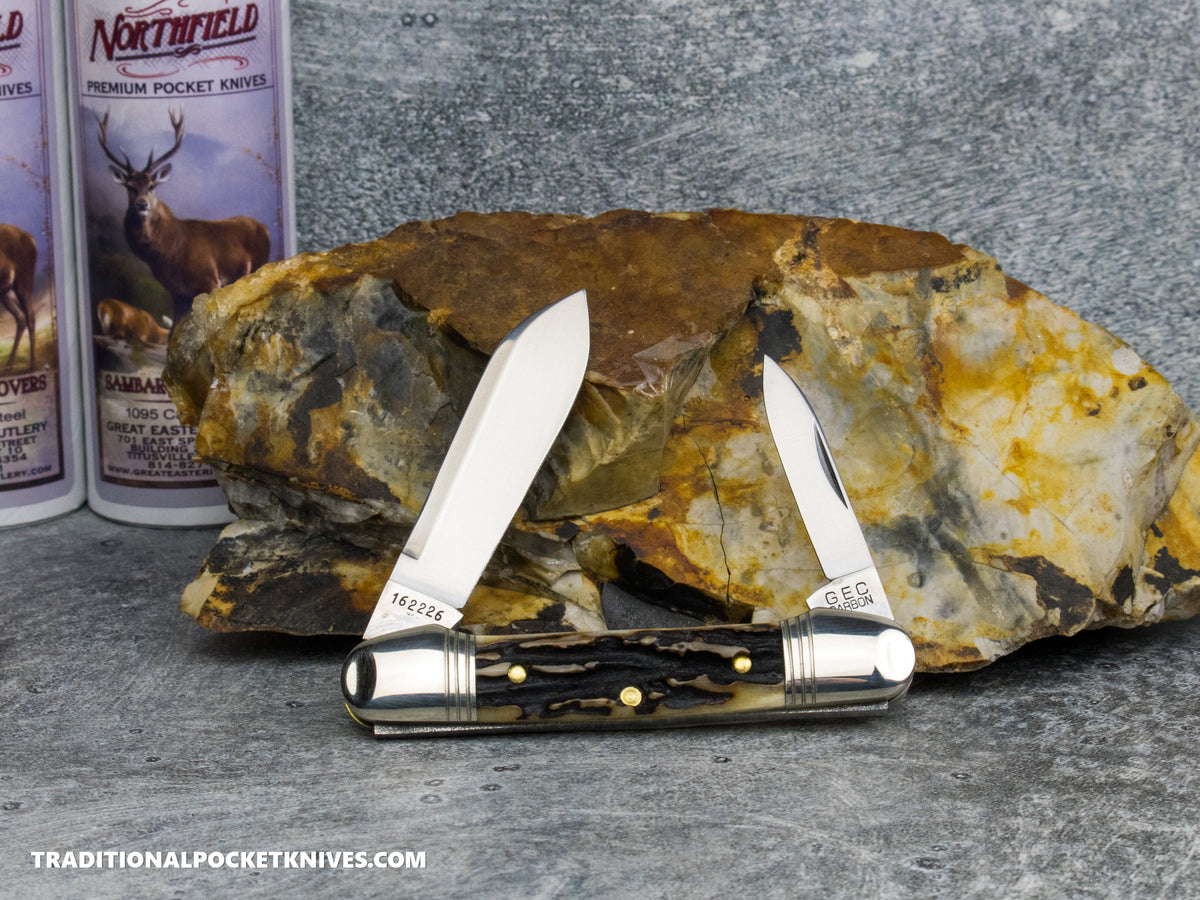 Great Eastern Cutlery #162226 Northfield UNXLD Little Indian Girl Canoe Sambar Stag *Satin* #7