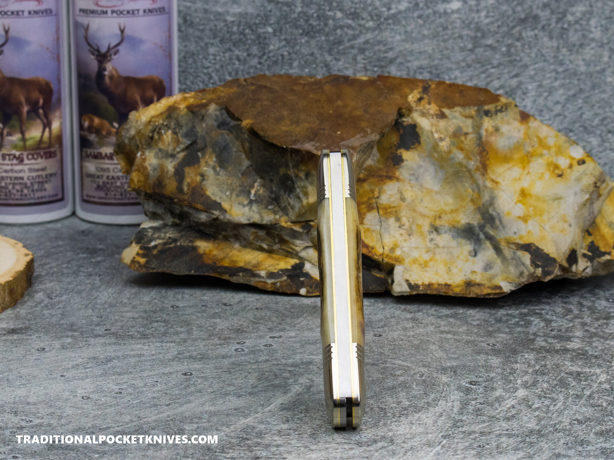 Great Eastern Cutlery #162226 Northfield UNXLD Little Indian Girl Canoe Sambar Stag *Satin* #1