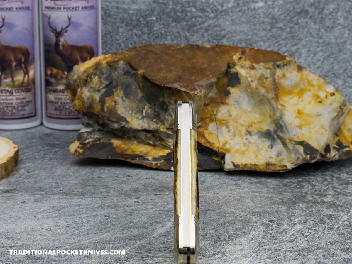 Great Eastern Cutlery #162226 Northfield UNXLD Little Indian Girl Canoe Sambar Stag *Satin* #6