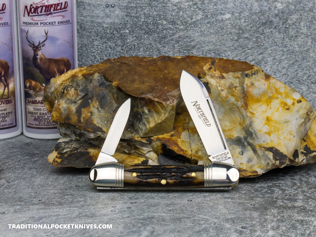 Great Eastern Cutlery #162226 Northfield UNXLD Little Indian Girl Canoe Sambar Stag *Satin* #2