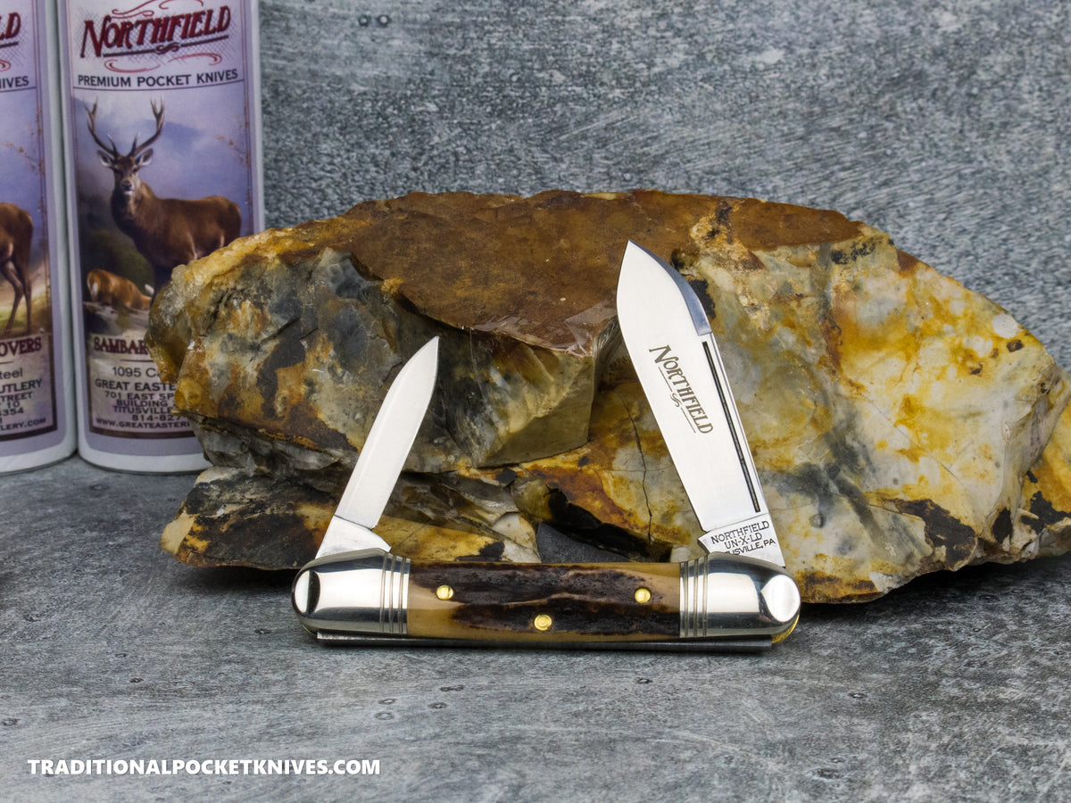 Great Eastern Cutlery #162226 Northfield UNXLD Little Indian Girl Canoe Sambar Stag *Satin* #3