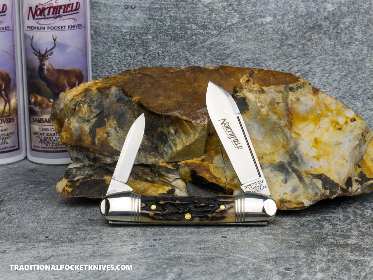 Great Eastern Cutlery #162226 Northfield UNXLD Little Indian Girl Canoe Sambar Stag *Satin* #4