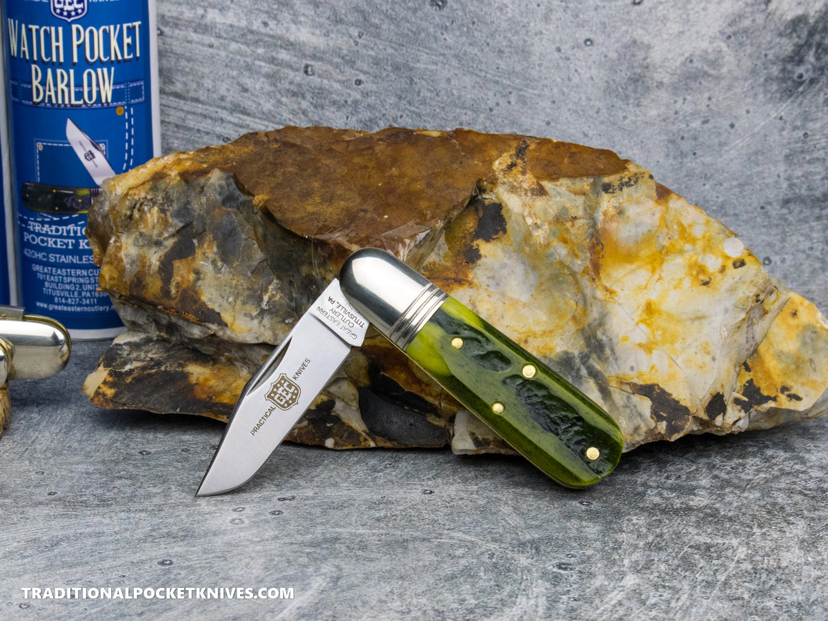 Great Eastern Cutlery #251125SS "Practical Knives" Watch Pocket Barlow Spring Green Marrow Bone
