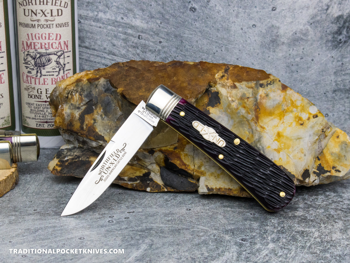 Great Eastern Cutlery #745125 Northfield UNXLD Mustang Black Plum Jigged Bone