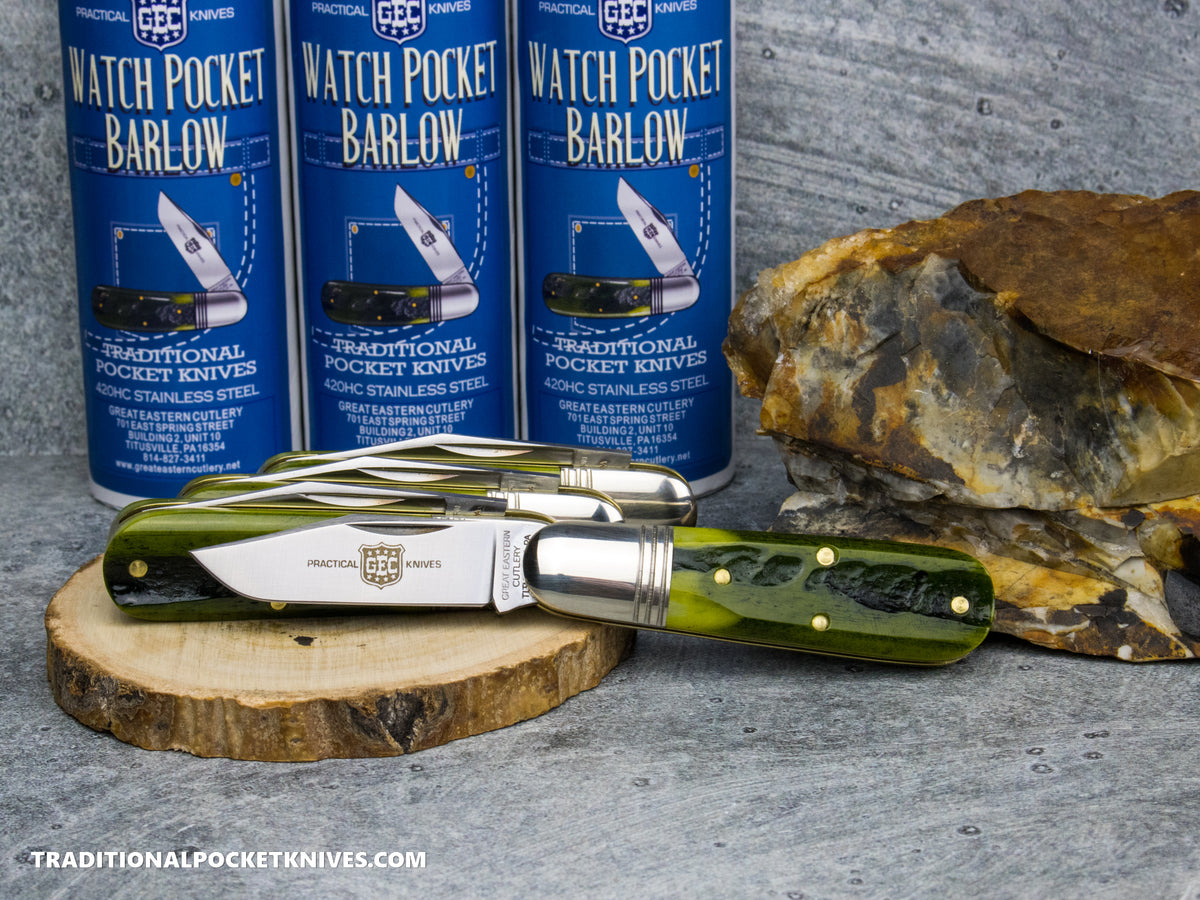 Great Eastern Cutlery #251125SS "Practical Knives" Watch Pocket Barlow Spring Green Marrow Bone